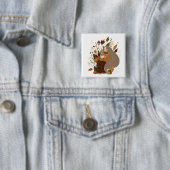 Cozy Autumn Girl Vierkante Button 5,1 Cm (In situ)