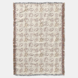 Cozy Autumn Harvest Doodle Patroon Geweven Worpdek Deken