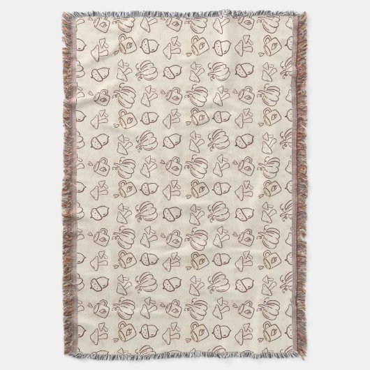 Cozy Autumn Harvest Doodle Patroon Geweven Worpdek Deken (Voorkant Verticaal)