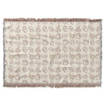 Cozy Autumn Harvest Doodle Patroon Geweven Worpdek