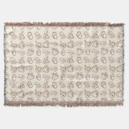 Cozy Autumn Harvest Doodle Pattern Woven Throw Bla Deken