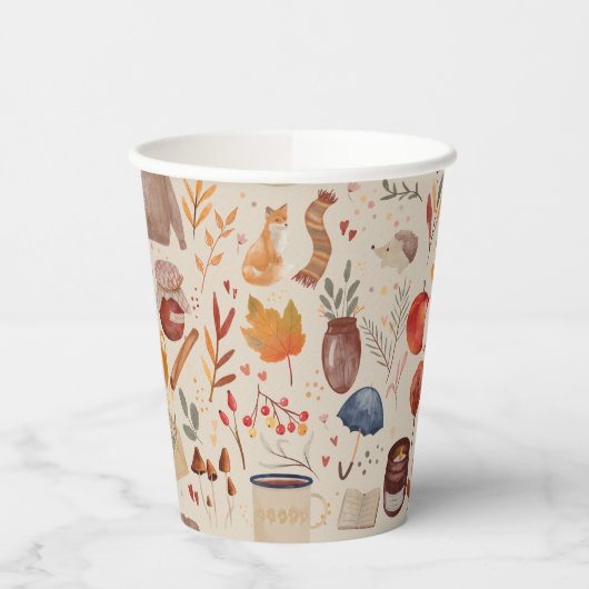 Cozy Autumn Harvest Papieren Bekers (Links)