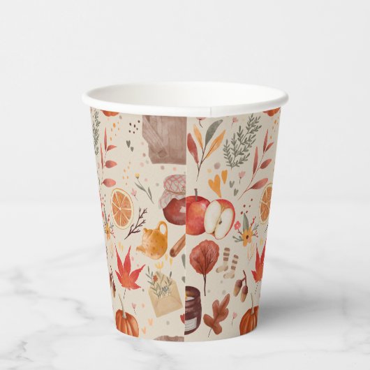 Cozy Autumn Harvest Papieren Bekers (Rechts)