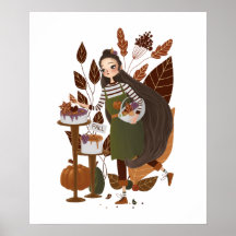 Cozy Autumn Herfst Baker Hand Drawn