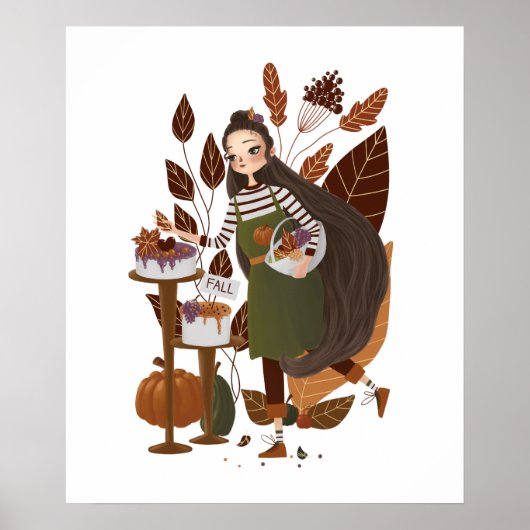 Cozy Autumn Herfst Baker Hand Drawn Poster (Voorkant)