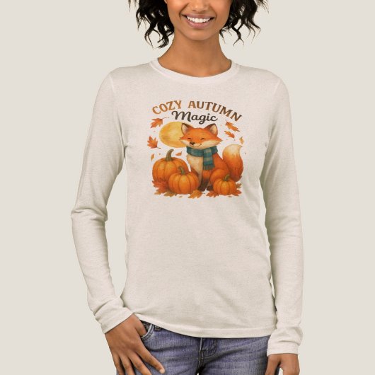 Cozy Autumn Magic – Cute Fall Fox Tri-Blend Shirt (Voorkant)