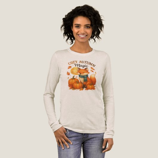 Cozy Autumn Magic – Cute Fall Fox Tri-Blend Shirt (Voorkant)