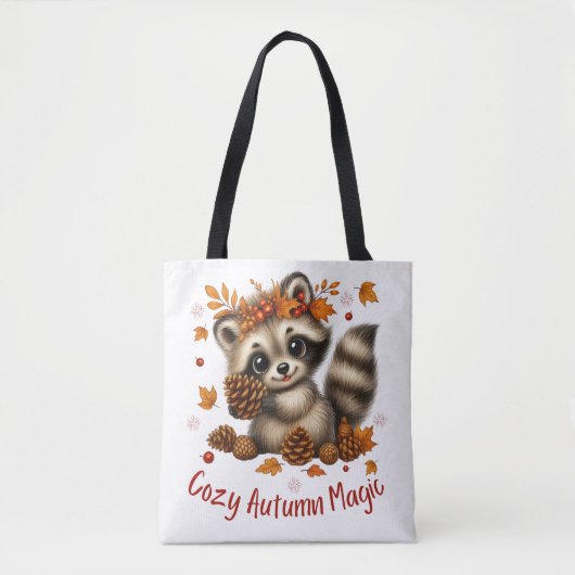 Cozy Autumn Magic Racoon Tote Bag (Voorkant)