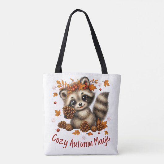 Cozy Autumn Magic Racoon Tote Bag (Achterkant)