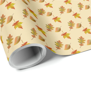 Cozy autumn mapel leaves oak leaves cadeaupapier