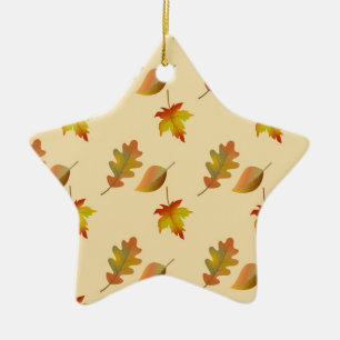 Cozy autumn mapel leaves oak leaves keramisch ornament