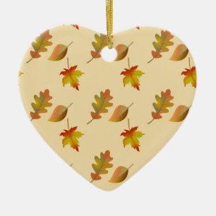 Cozy autumn mapel leaves oak leaves keramisch ornament
