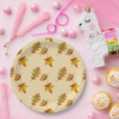 Cozy autumn mapel leaves oak leaves papieren bordje