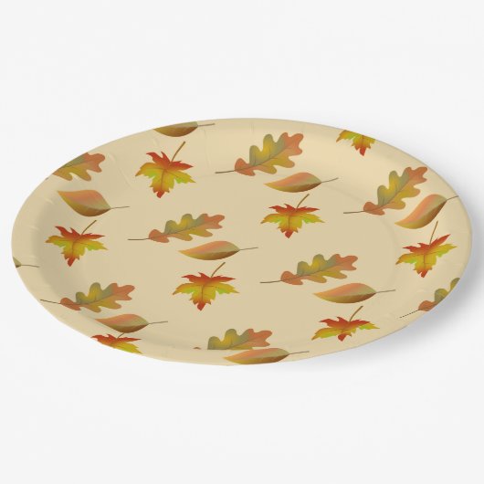 Cozy autumn mapel leaves oak leaves papieren bordje (Gekanteld)
