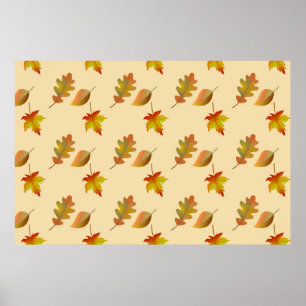 Cozy autumn mapel leaves oak leaves poster