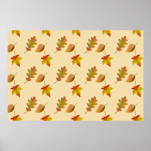 Cozy autumn mapel leaves oak leaves poster (Voorkant)
