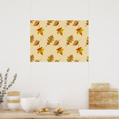 Cozy autumn mapel leaves oak leaves poster (Keuken)