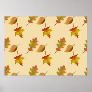 Cozy autumn mapel leaves oak leaves poster