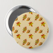 Cozy autumn mapel leaves oak leaves ronde button 4,0 cm (Voorkant /achterkant)