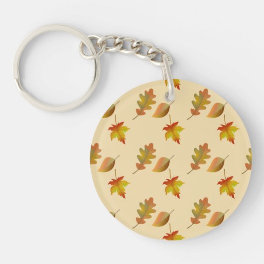 Cozy autumn mapel leaves oak leaves sleutelhanger (Voorkant)