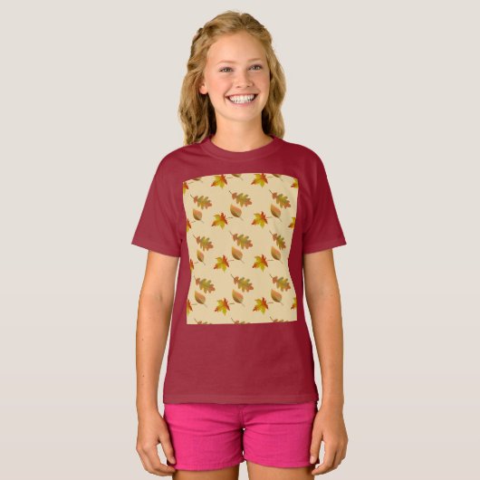 Cozy autumn mapel leaves oak leaves t-shirt (Voorkant volledig)