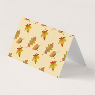 Cozy autumn mapel leaves oak leaves visitekaartje