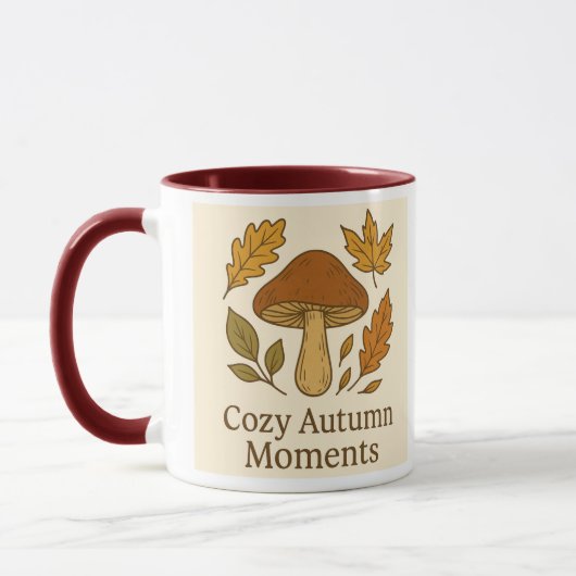 Cozy Autumn Moments Mug | Mushroom & Fall Leaves D Mok (Links)