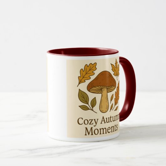 Cozy Autumn Moments Mug | Mushroom & Fall Leaves D Mok (Voorkant rechts)