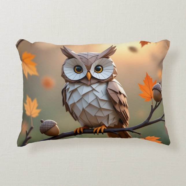 Cozy Autumn Origami Owl Sierkussen Accent Kussen (Voorkant)