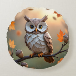 Cozy Autumn Origami Owl Sierkussen Rond Kussen