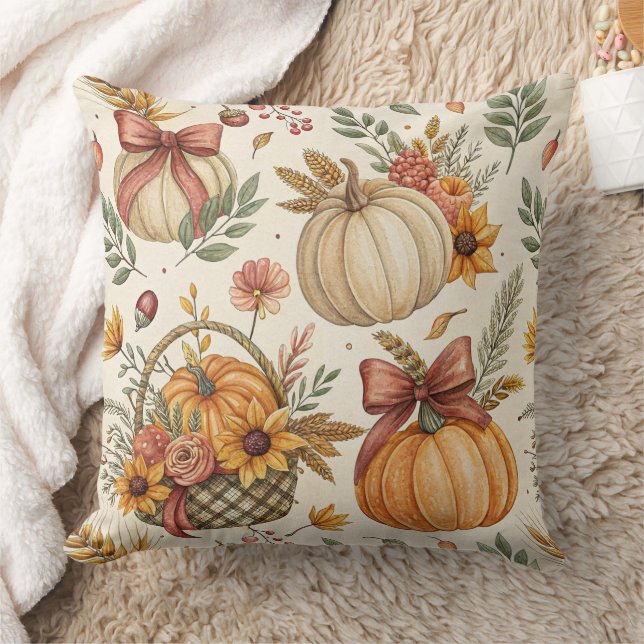 Cozy Autumn Pumpkin and Sunflower Pattern (2) Kussen (Deken)