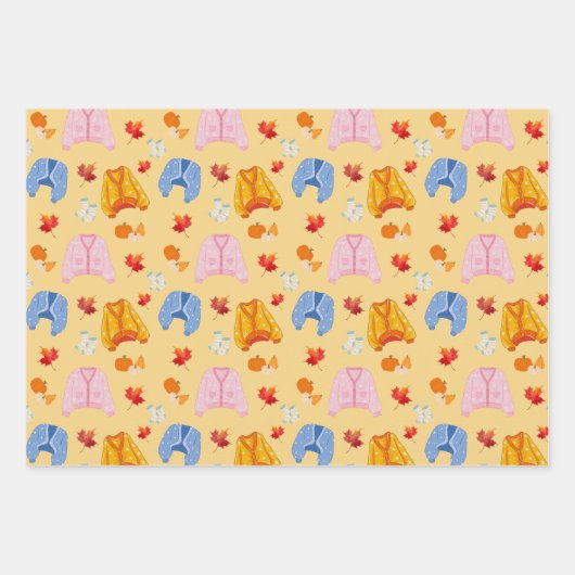Cozy Autumn Sweater Pattern Inpakpapier Vel (Voorkant)