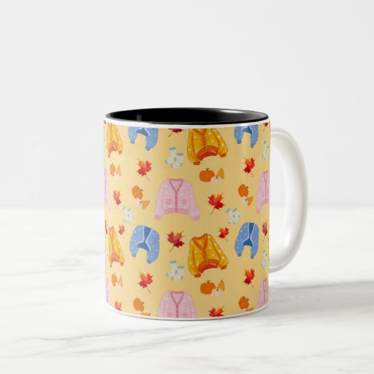 Cozy Autumn Sweater Pattern Tweekleurige Koffiemok (Voorkant rechts)