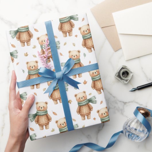 Cozy Autumn Teddy Bear Nursery Cadeaupapier (Geschenken)