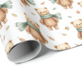 Cozy Autumn Teddy Bear Nursery Cadeaupapier (Rol Hoek)