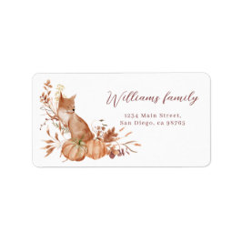 Cozy Autumn Terracotta Baby Fox Pumpkin Modern Etiket