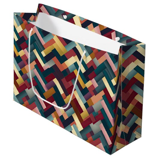 Cozy Autumn Tones Weave Pattern Groot Cadeauzakje (Voorkant Gekanteld)