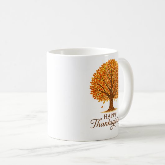 Cozy Autumn Tree Happy Thanksgiving Mug Koffiemok (Voorkant rechts)