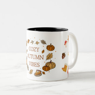 Cozy Autumn Vibes Mug – Fall Leaves Coffee Cup 11o Tweekleurige Koffiemok
