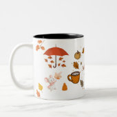 Cozy Autumn Vibes Mug – Fall Leaves Coffee Cup 11o Tweekleurige Koffiemok (Links)