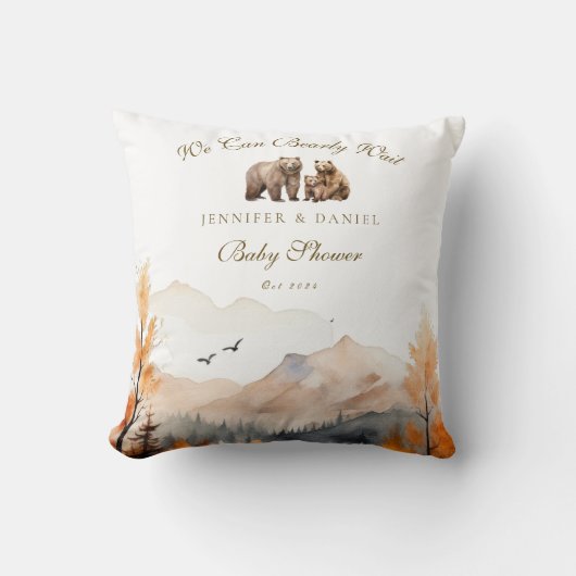 Cozy Autumn Woodland Bear Family We Can Bearly Kussen (Voorkant)