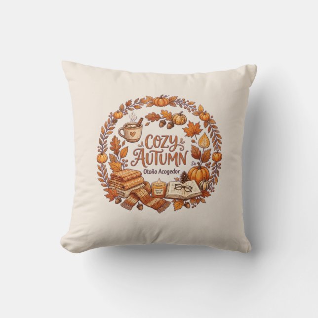 Cozy Autumn Wreath / Otoño Acogedor Kussen (Voorkant)