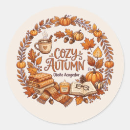 Cozy Autumn Wreath / Otoño Acogedor Ronde Sticker