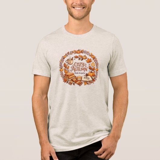 Cozy Autumn Wreath / Otoño Acogedor Tri-Blend Shirt (Voorkant)
