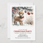 Cozy baby deer winter scene Christmas party invite Kaart (Voorkant)