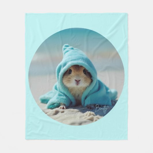 Cozy Beach Hamster – Zachte & Warme Deken voor ied (Voorkant)