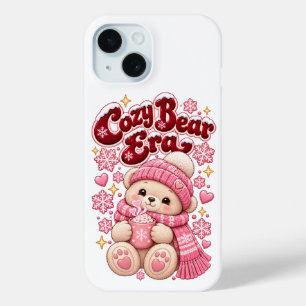 Cozy Bear Era Mooie Roze Kerst Koffiemok iPhone 15 Case