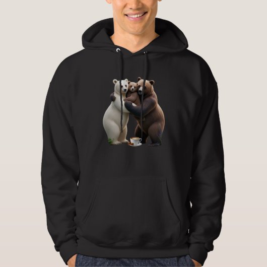 Cozy Bear Family Hug Adult Pullover Hoodie  (Voorkant)