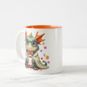 Cozy Bearded Dragon - Dragon in Blanket  Coffee Tweekleurige Koffiemok (Voorkant links)