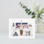 Cozy Bedroom Reading Scene Artwork for Book Lovers Briefkaart (Staand voorkant)